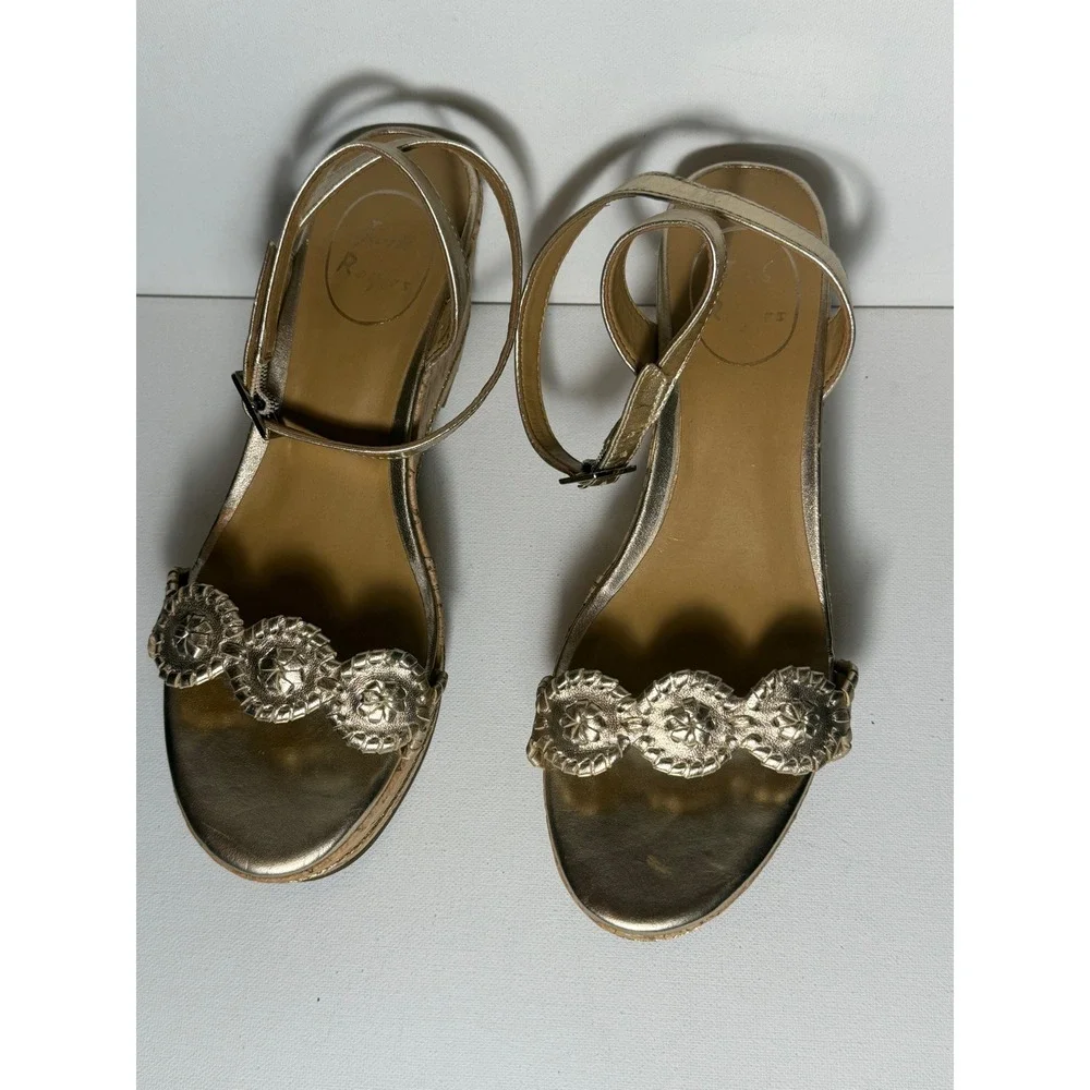 Jack Rogers Rose Gold Keri Cork Wedge Platform Sandals Sz 7.5 - EUC